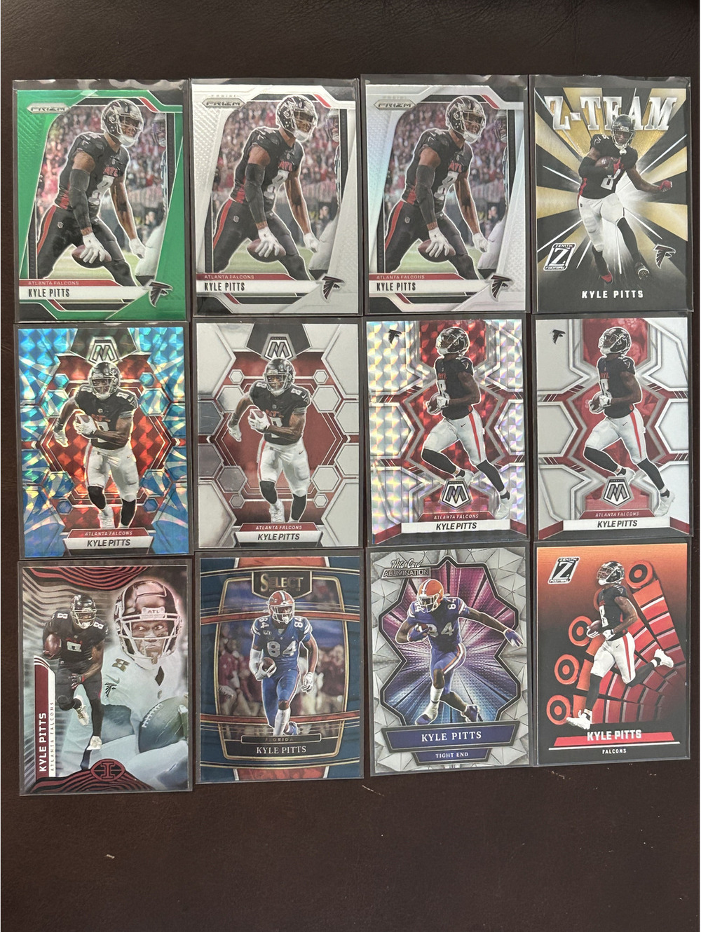 NFL TE KYLE PITTS PANINI INSERT PARALLELS COLLECTION + 2021 LEAF 3 RC LOT NM